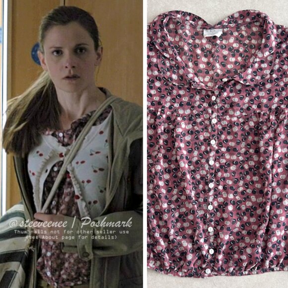 pins & needles Sheer Apple Print Blouse ASO Molly Hooper Sherlock - Picture 2 of 9